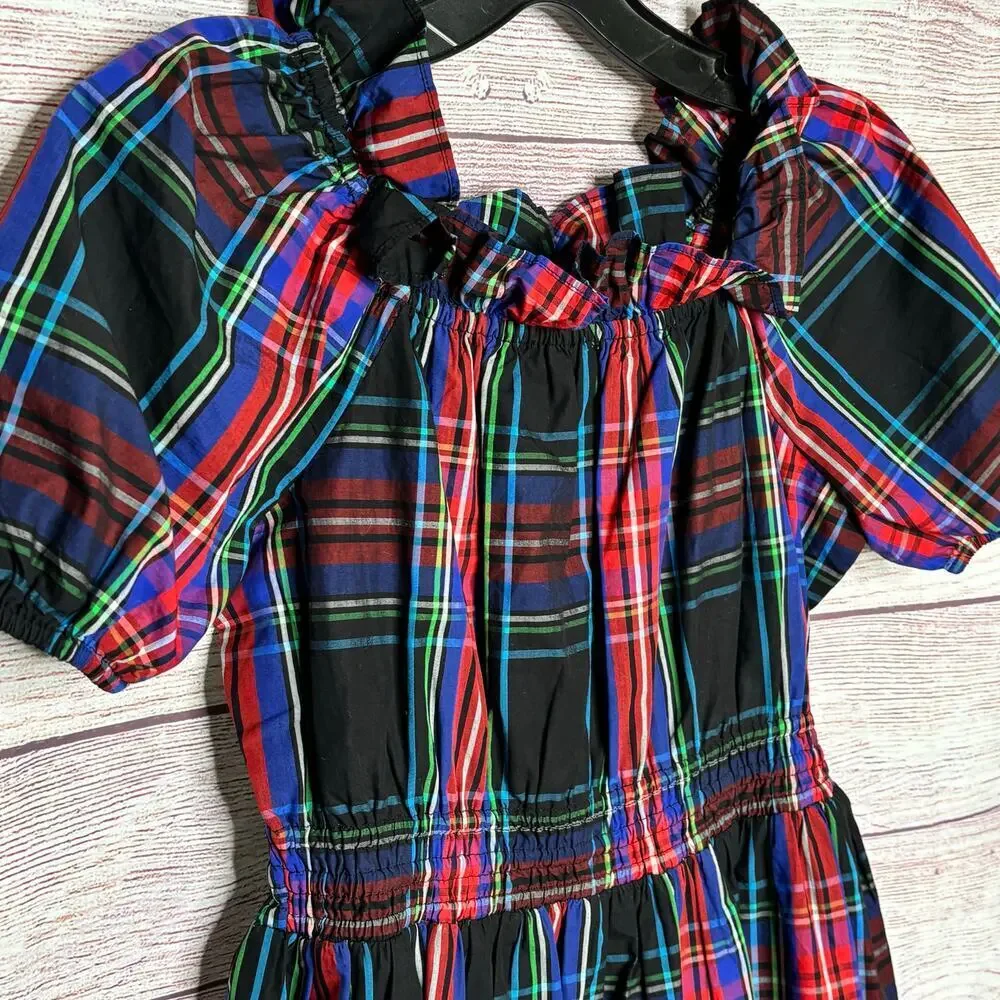 J. Crew Girls Crew Cuts Stewart Tartan Holiday Puff Sleeve Dress Size 10 New